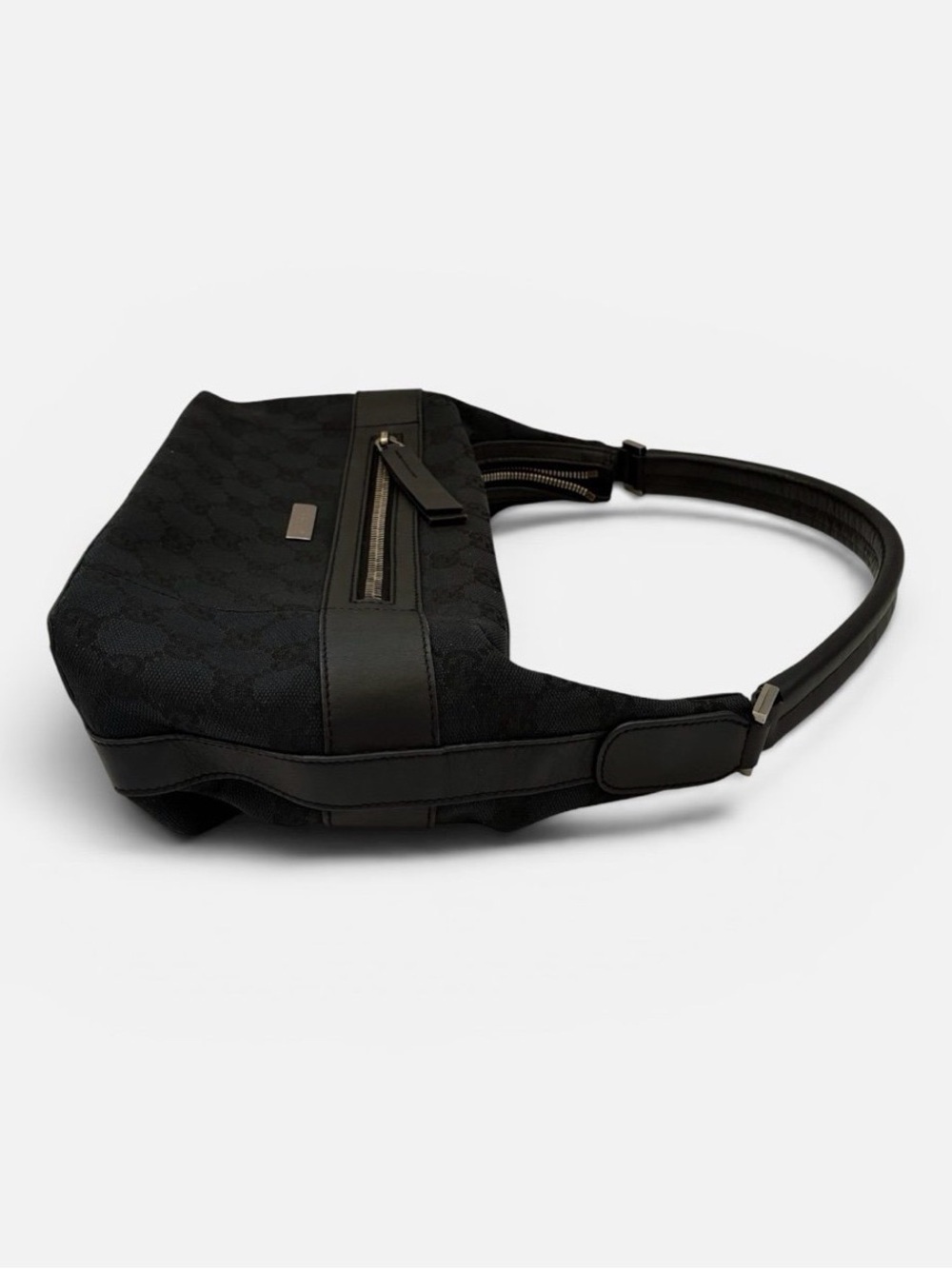 Gucci Black Logo Shoulder Bag with Silver Hardware Baguette Pochette - Picture 5 of 11